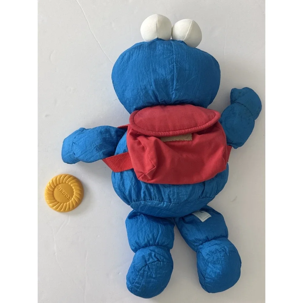 VTG Hungry Cookie Monster Parachute Plush 1995 Sesame Street Tyco Backpack 62714